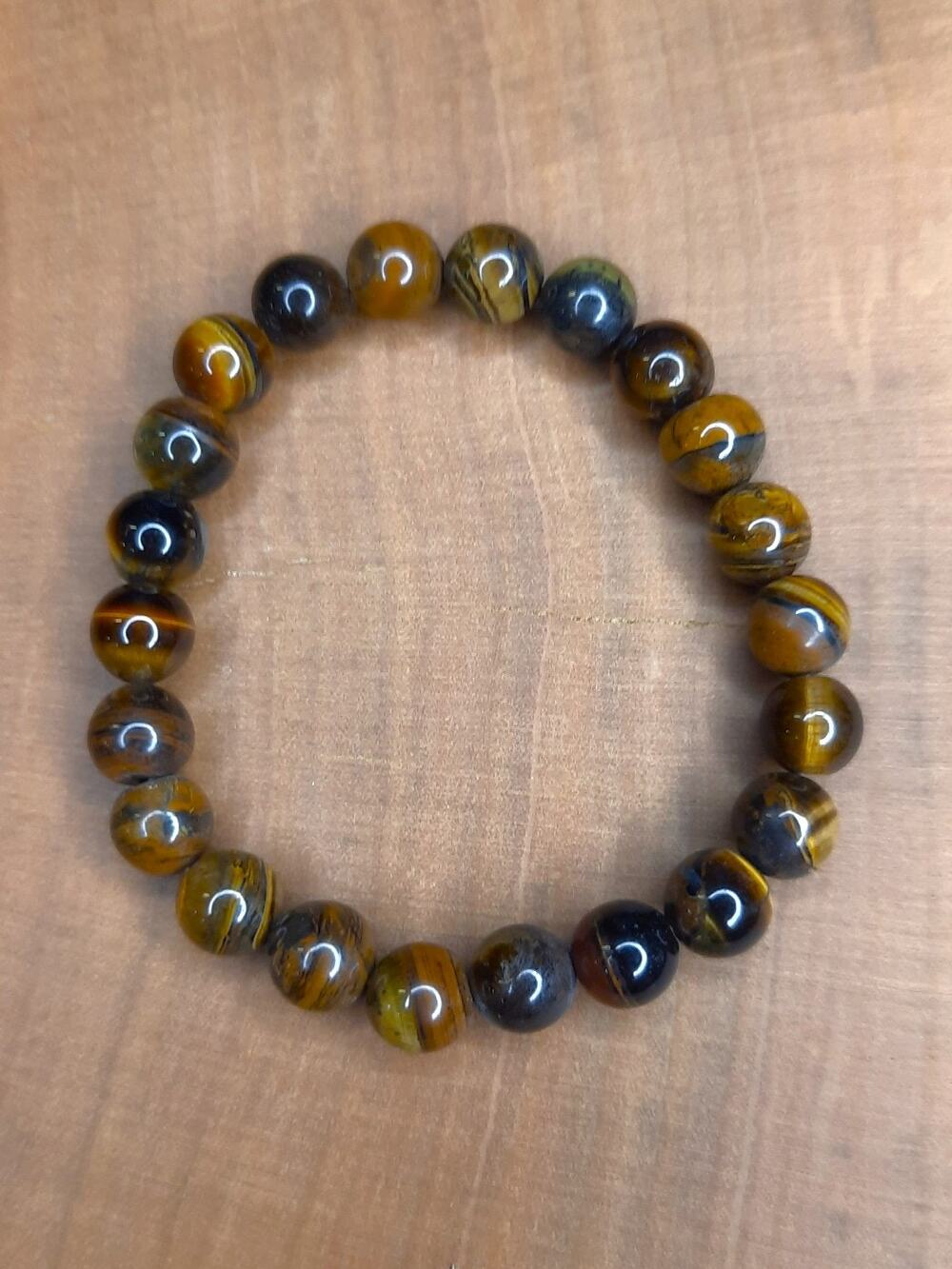 Artisan Gilded Tigers Eye Bracelet Statement Stacking Stretch Minimalist Unisex